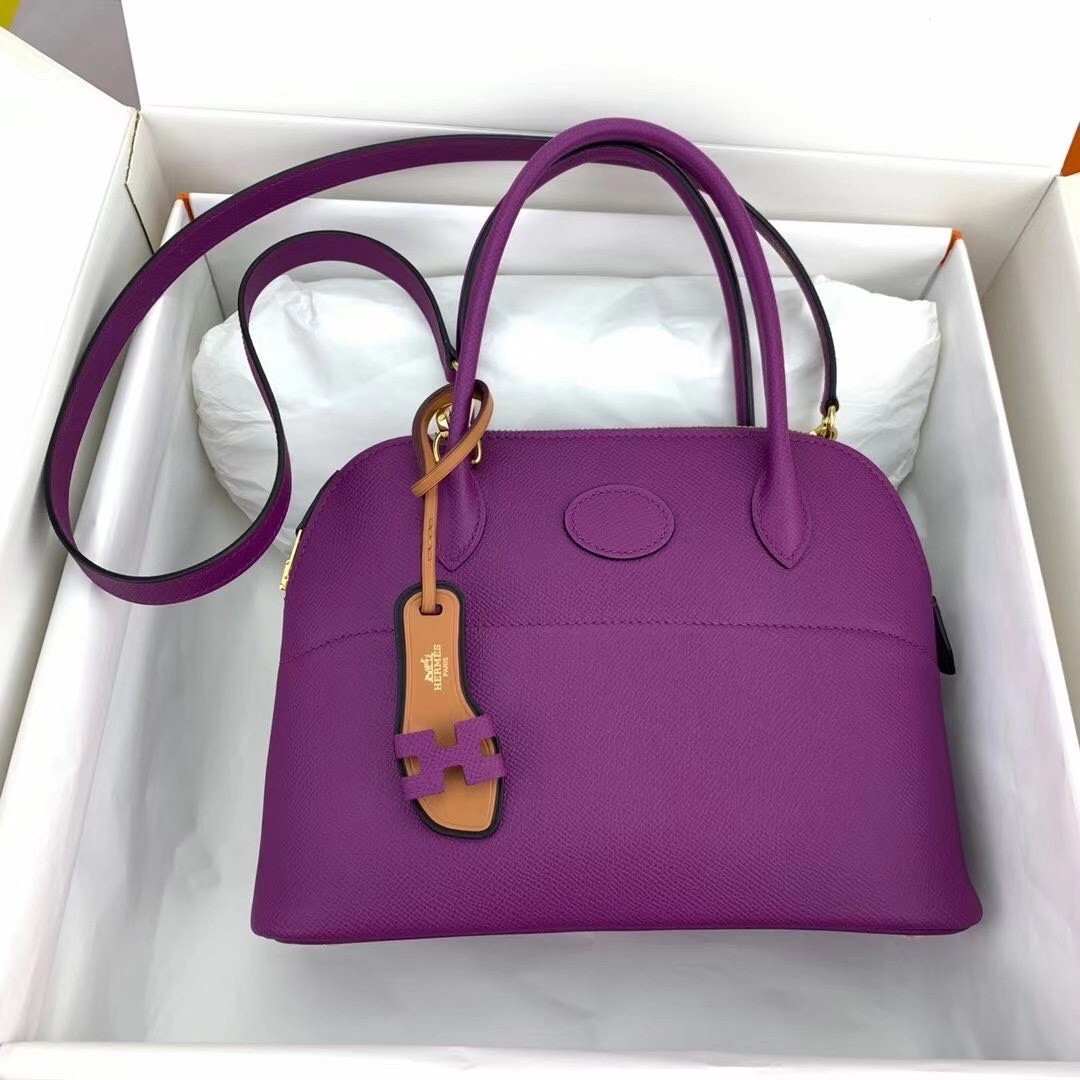 Hermes Bolide 27cm Handbag In Purple Epsom Leather